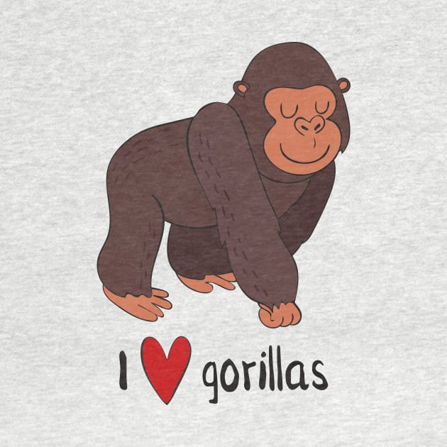 I Love Gorillas Awesome Cute Gorilla Love Heart Design by Dreamy Panda Designs